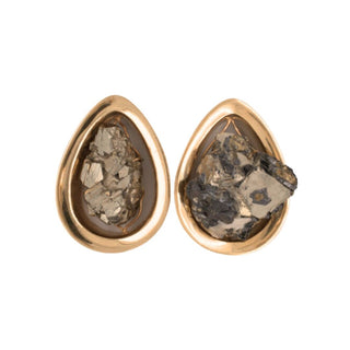 Evoke Mayan Teardrops - Pyrite - Yellow Gold Plated Plugs Buddha Jewelry