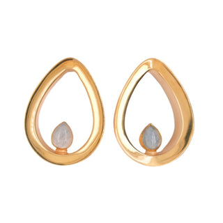 Evoke Mayan Teardrops - Moonstone - Yellow Gold Plated Plugs Buddha Jewelry