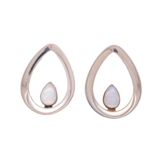 Evoke Mayan Teardrops - Moonstone - White Gold Plated Plugs Buddha Jewelry