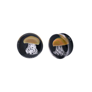 Glass Plugs - Jellyfish in Black Glass Buddha Jewelry