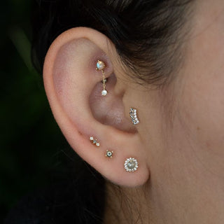 Delphine - Grey Diamond + White Sapphire - Threadless End Threadless Ends Buddha Jewelry