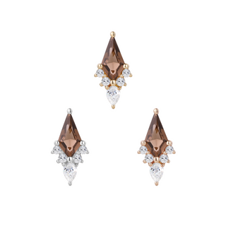 Afterglow - Smoky Quartz + CZ - Threadless End Threadless Ends Buddha Jewelry