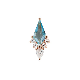 Afterglow - Swiss Blue Topaz + CZ - Threadless End Threadless Ends Buddha Jewelry Rose Gold