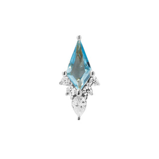 Afterglow - Swiss Blue Topaz + CZ - Threadless End Threadless Ends Buddha Jewelry White Gold