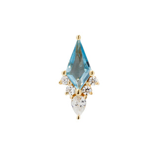 Afterglow - Swiss Blue Topaz + CZ - Threadless End Threadless Ends Buddha Jewelry Yellow Gold