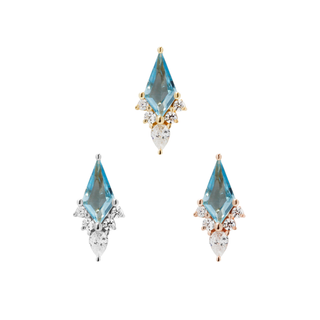 Afterglow - Swiss Blue Topaz + CZ - Threadless End Threadless Ends Buddha Jewelry