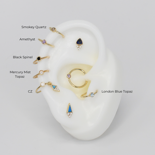 Fixed Bezel Bead Ring 2mm Mercury Mist Topaz - Side Set Facing Fixed Rings Buddha Jewelry   