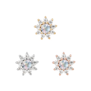Eloise Flower - Rainbow Moonstone  - Threadless End Threadless Ends Buddha Jewelry