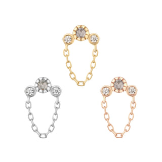 Halston - Grey Diamond + White Sapphire + Chain - Threadless End Threadless Ends Buddha Jewelry