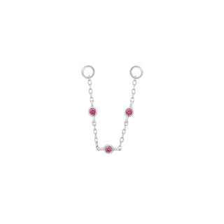 3 Bezel Bead - Pink Sapphire - Chain Chains Buddha Jewelry White Gold