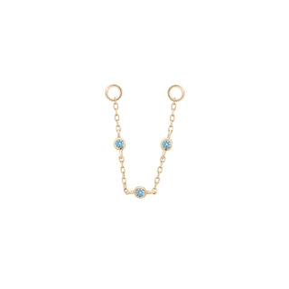 3 Bezel Bead - London Blue Topaz - Chain Chains Buddha Jewelry Yellow Gold