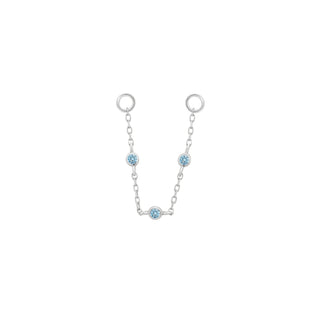 3 Bezel Bead - London Blue Topaz - Chain Chains Buddha Jewelry White Gold