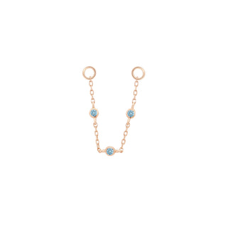3 Bezel Bead - London Blue Topaz - Chain Chains Buddha Jewelry Rose Gold