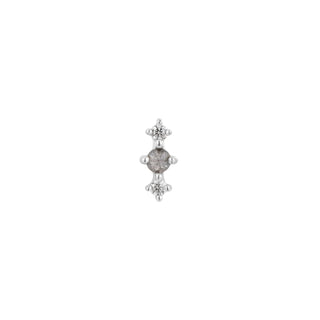 Ghost Flower - Grey Diamond  - Threadless End Threadless Ends Buddha Jewelry White Gold