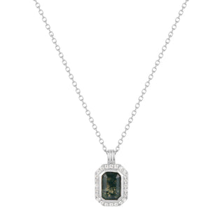 RION x Buddha Jewelry Discovery Necklace - Moss Agate Necklaces RION x Buddha Jewelry White Gold
