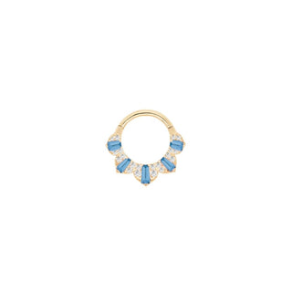 Gilty Pleasure - London Blue Topaz + Diamond - Clicker Clickers Buddha Jewelry Yellow Gold 16g 5/16"