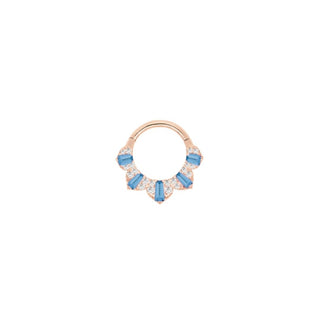 Gilty Pleasure - London Blue Topaz + Diamond - Clicker Clickers Buddha Jewelry Rose Gold 16g 5/16"