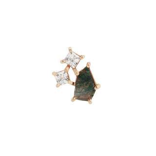 Lyra - Moss Agate + CZ - Threadless End Threadless Ends Buddha Jewelry Rose Gold