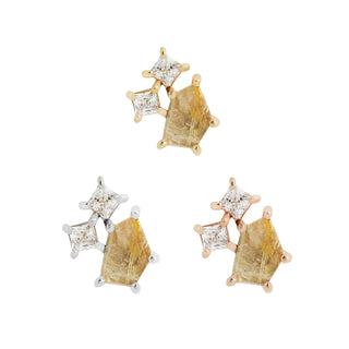 Lyra - Rutilated Quartz + CZ - Threadless End Threadless Ends Buddha Jewelry