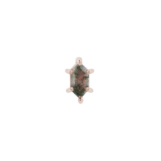 Oh Hell Yes! - Hex Cut Moss Agate - Threadless End Threadless Ends Buddha Jewelry Rose Gold