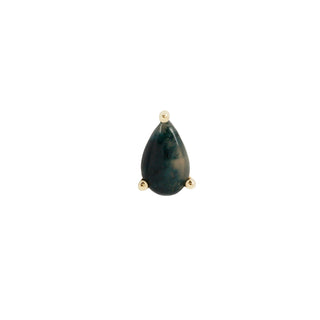 Moss Agate Pear - Threadless End Threadless Ends Buddha Jewelry Yellow Gold