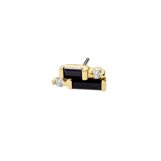 Perspective Threadless End with Black Spinel Threadless Ends Buddha Jewelry Yellow Gold