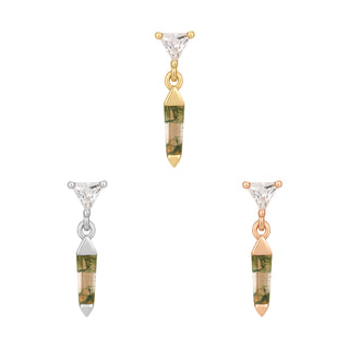 Savvy - Moss Agate + CZ - Threadless End Threadless Ends Buddha Jewelry