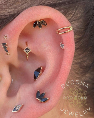 Mae Black Spinel Seamless Ring Seam Rings Buddha Jewelry