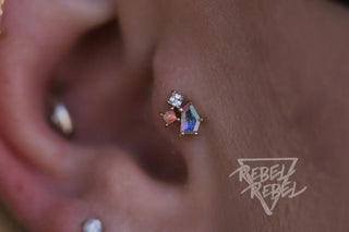 Lyra - Mercury Mist Topaz + Opal + CZ - Threadless End Threadless Ends Buddha Jewelry