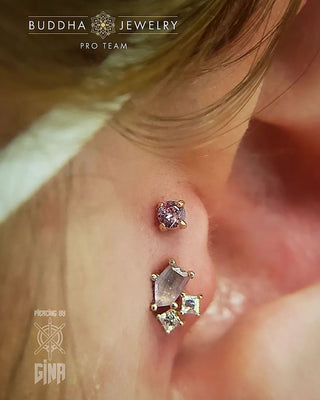 Pink Sapphire Prong Threadless Ends Buddha Jewelry