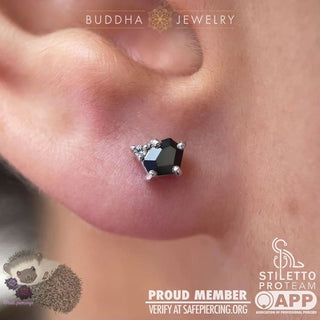 Elicit - Black Spinel + CZ - Threadless End Threadless Ends Buddha Jewelry