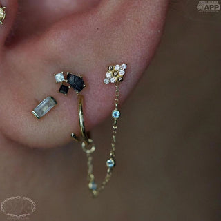 Lyra - Tourmalated Quartz + Black Spinel + CZ - Threadless End Threadless Ends Buddha Jewelry