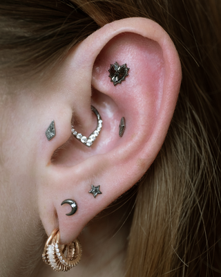 Black Moon Black Rhodium Threadless End with CZ Threadless Ends Buddha Jewelry