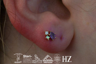 Lyra - Amethyst + Mercury Mist Topaz + CZ Threadless Ends Buddha Jewelry