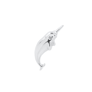 Narwhal "Unicorn of The Sea" - Threadless End Threadless Ends Buddha Jewelry White Gold Right