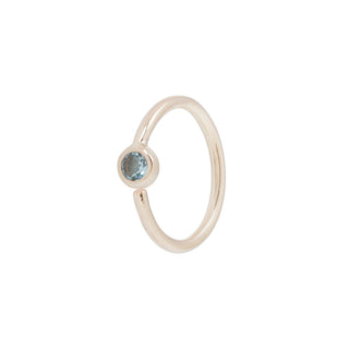 Fixed Bezel Bead Ring 2mm London Blue Topaz - Side Set Facing Seam Rings Buddha Jewelry Rose Gold  