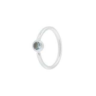 Fixed Bezel Bead Ring 2mm London Blue Topaz - Side Set Facing Seam Rings Buddha Jewelry White Gold  