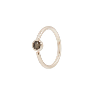 Fixed Bezel Bead Ring 2mm Smoky Quartz - Side Set Facing Seam Rings Buddha Jewelry Rose Gold  