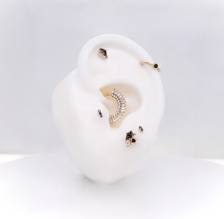 Lyra - Tourmalated Quartz + Black Spinel + CZ - Threadless End Threadless Ends Buddha Jewelry