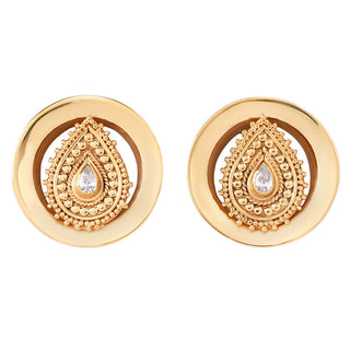Deity Round Plugs - Yellow Gold Plated Plugs Buddha Jewelry 7/16"