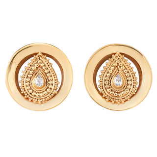 Deity Round Plugs - Yellow Gold Plugs Buddha Jewelry 7/16"  