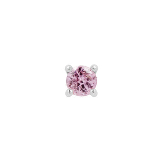 Pink Sapphire Prong Threadless Ends Buddha Jewelry White Gold 1.5mm 
