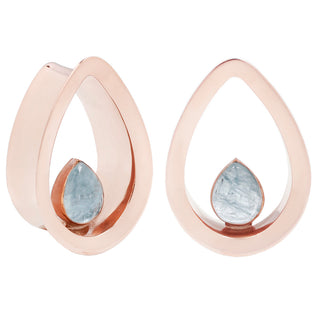 Evoke Mayan Teardrops - Moonstone - Rose Gold Plated Plugs Buddha Jewelry