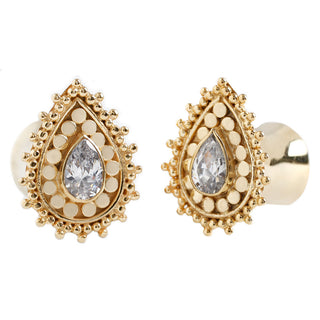 Aja Plugs - Yellow Gold Plated - CZ Plugs Buddha Jewelry 8g