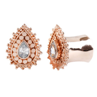 Aja Plugs - Rose Gold Plated - CZ Plugs Buddha Jewelry 8g