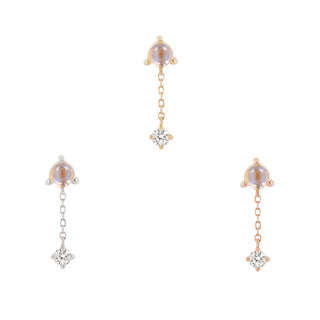 Bianca - Moonstone + White Sapphire - Threadless End Threadless Ends Buddha Jewelry