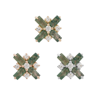 Covet - Moss Agate + CZ - Threadless End Threadless Ends Buddha Jewelry