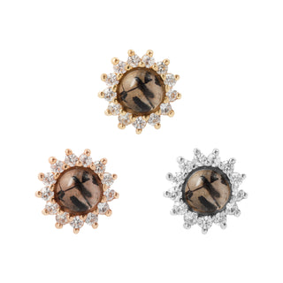 Delphine - Tourmalated Quartz + White Sapphire - Threadless End Threadless Ends Buddha Jewelry