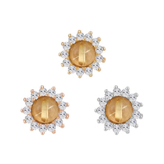 Delphine - Rutilated Quartz + White Sapphire - Threadless End Threadless Ends Buddha Jewelry