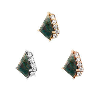 Elevate - Moss Agate + CZ - Threadless End Threadless Ends Buddha Jewelry
